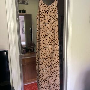 Spotted Tan Sleeveless Jumpsuit